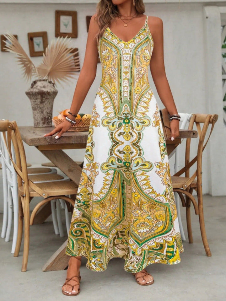 Fiona | Women’s Boho Paisley V Neck Maxi Dress
