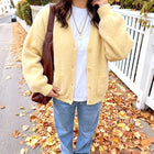 Women's cardigan with V-neck, pockets, and buttons