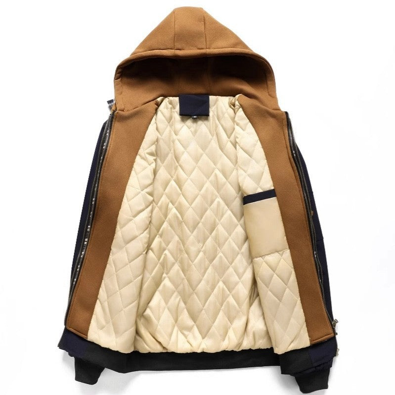 Hooded jacket for men with pockets and drawstring