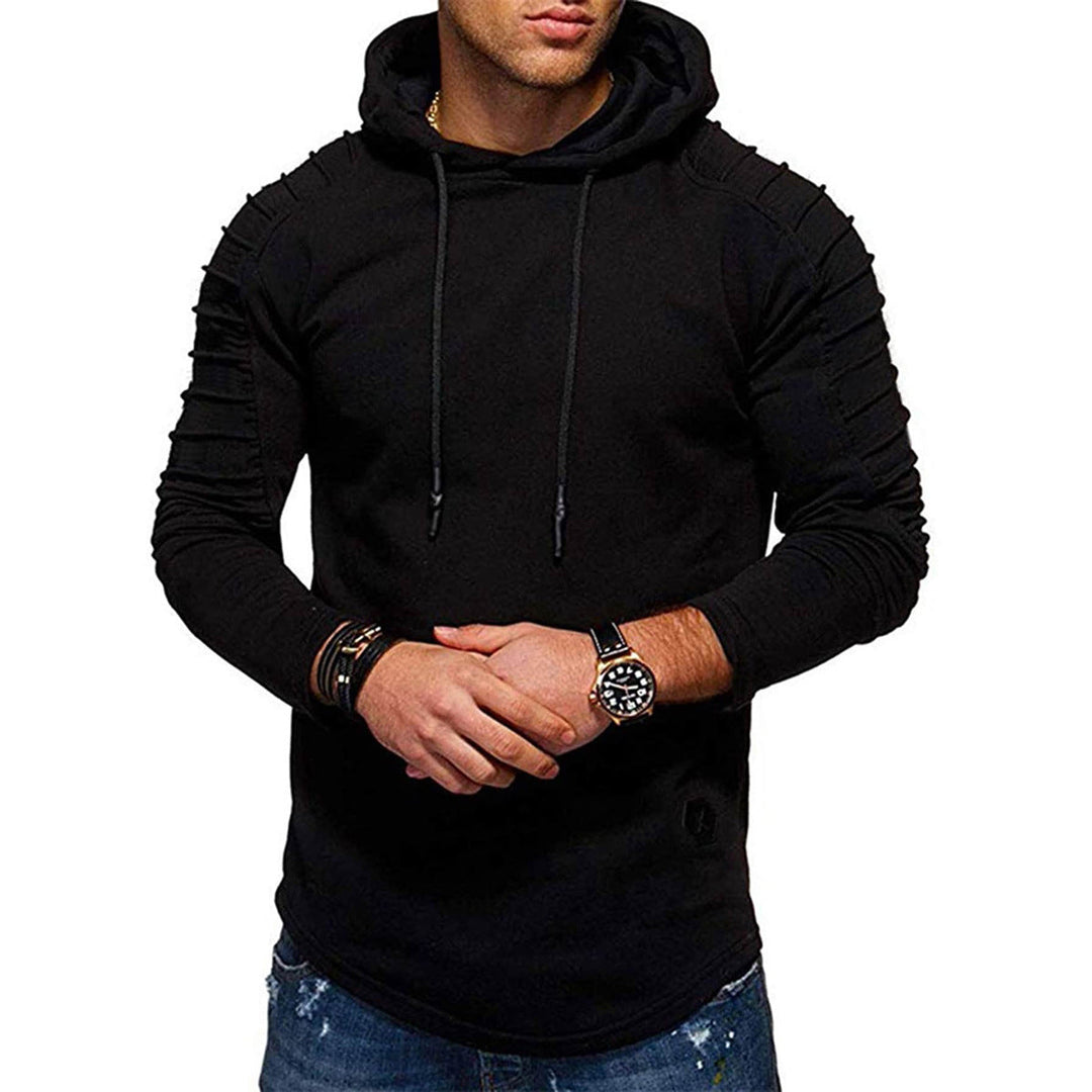 Long hoodie for men with drawstring and long sleeves