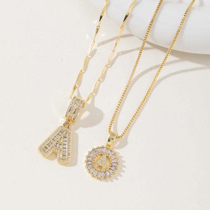 AISHA - Elegant 2-Pack Initial Pendant Necklaces