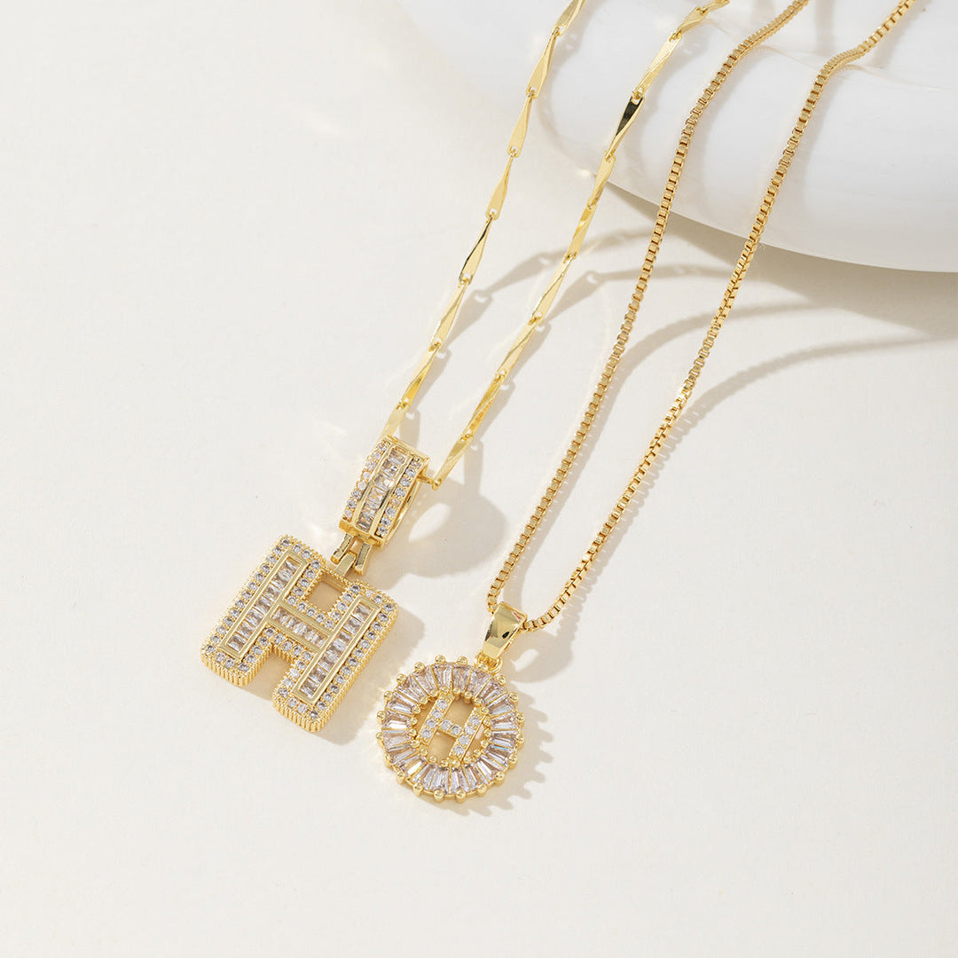 AISHA - Elegant 2-Pack Initial Pendant Necklaces