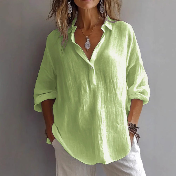 FRAN - CHIC V-NECK BLOUSE  CLASSIC V NECK TOP