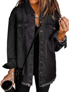 Women's Everyday Denim Jacket with Button Closure and Front Pockets