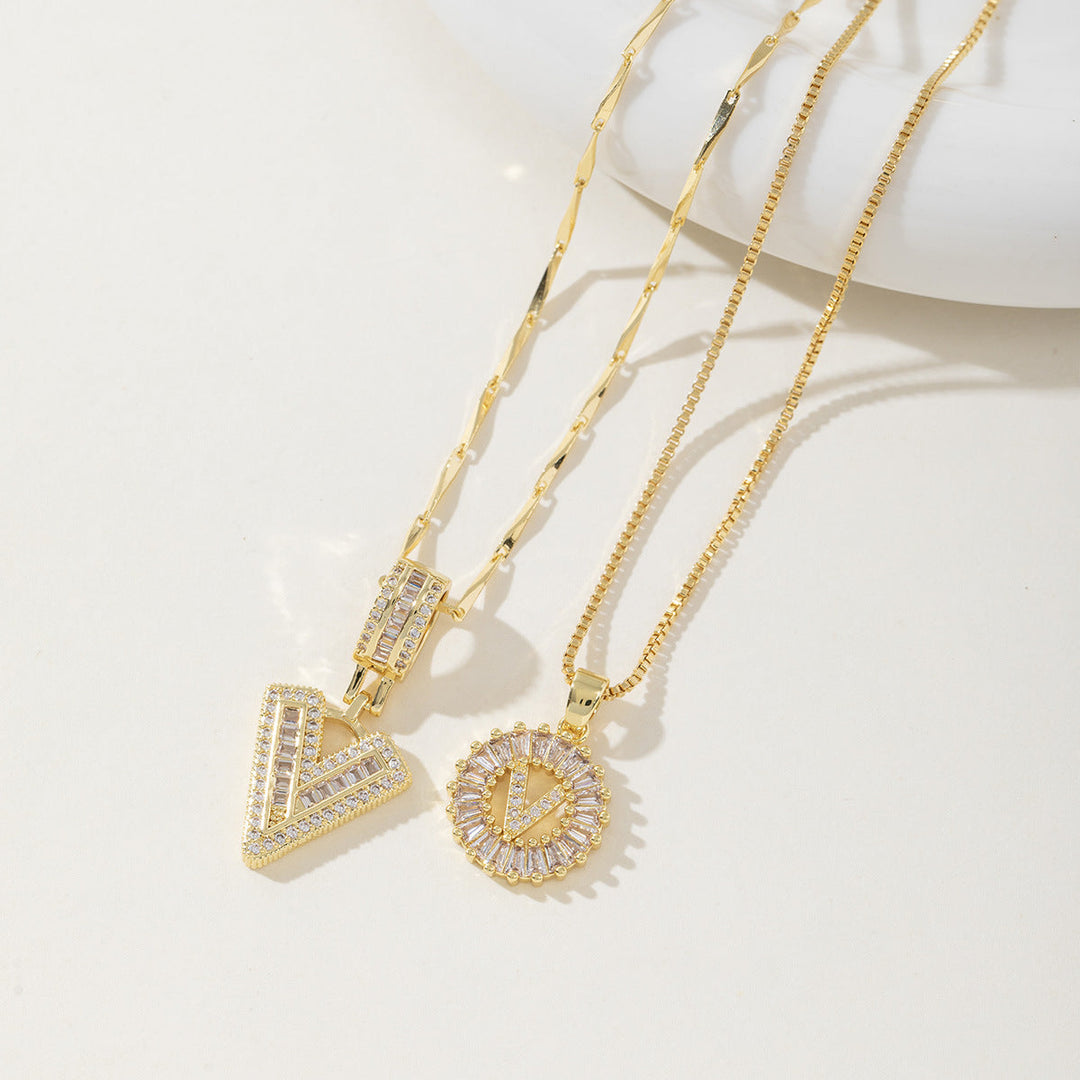 AISHA - Elegant 2-Pack Initial Pendant Necklaces