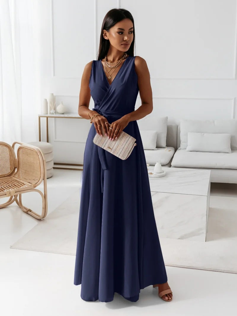 Women Wedding Guest Elegant Wrap Maxi Dress