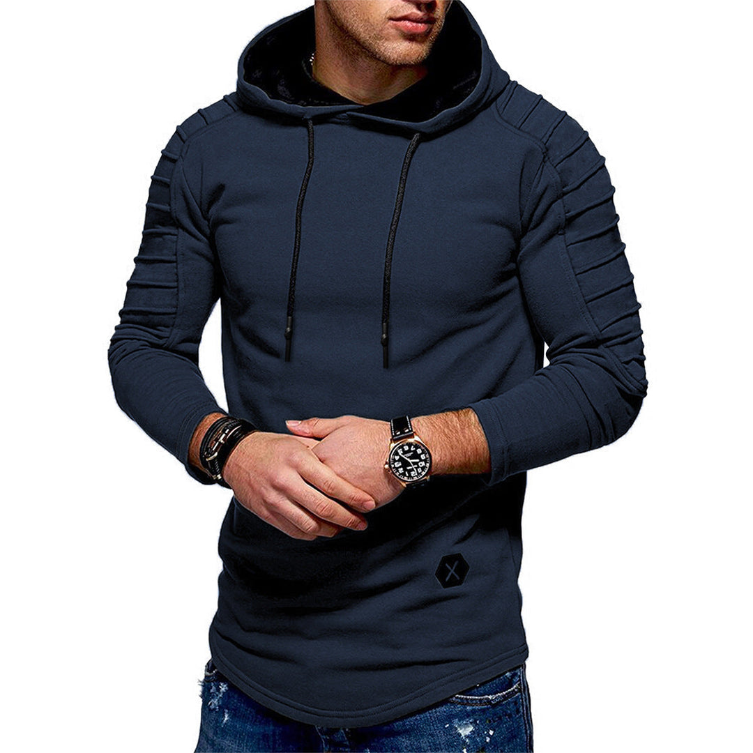 Long hoodie for men with drawstring and long sleeves