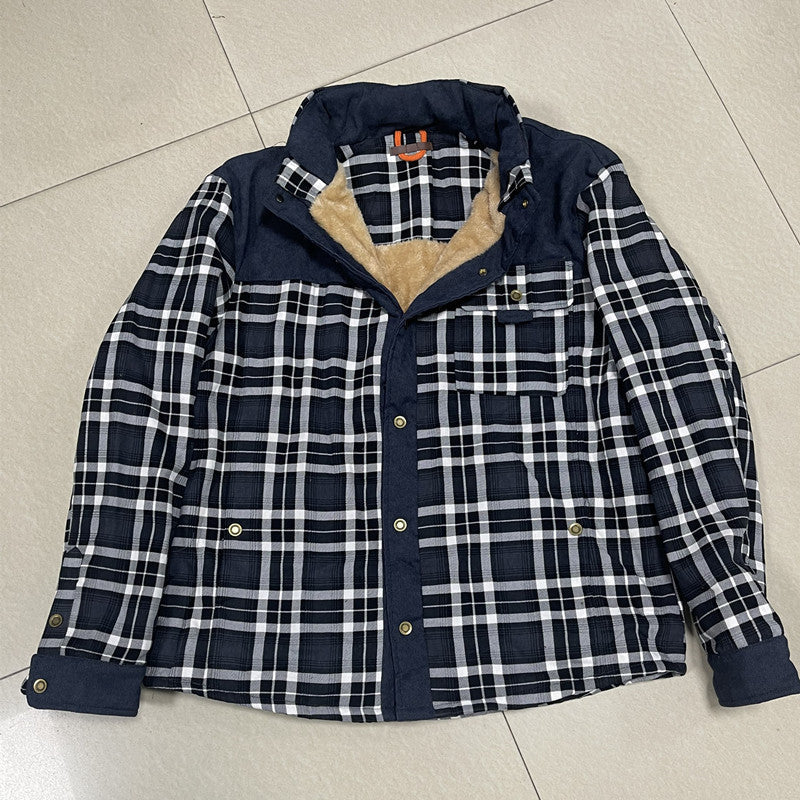 Checked overshirt for men with buttons and pockets