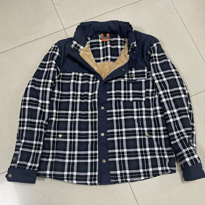 Checked overshirt for men with buttons and pockets
