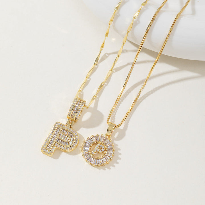 AISHA - Elegant 2-Pack Initial Pendant Necklaces