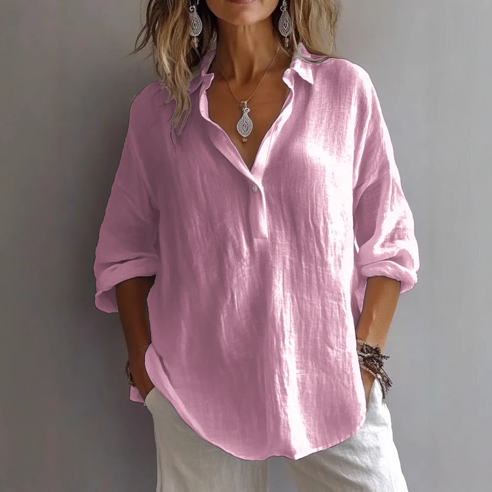 FRAN - CHIC V-NECK BLOUSE  CLASSIC V NECK TOP
