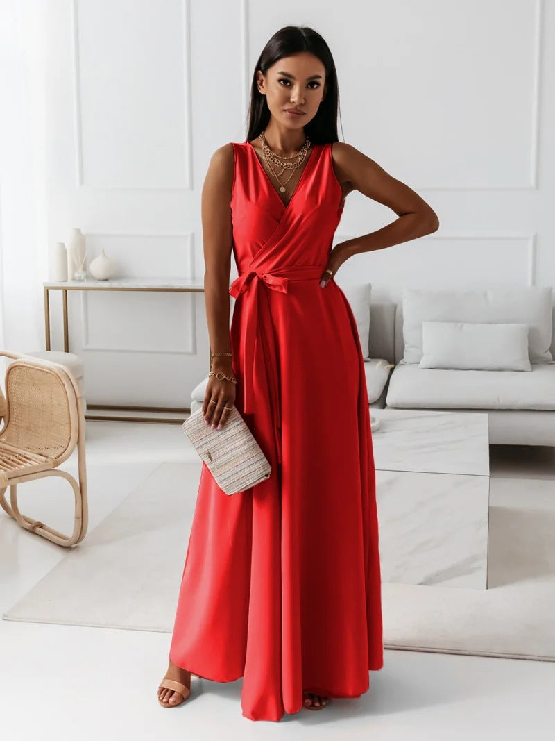 Women Wedding Guest Elegant Wrap Maxi Dress
