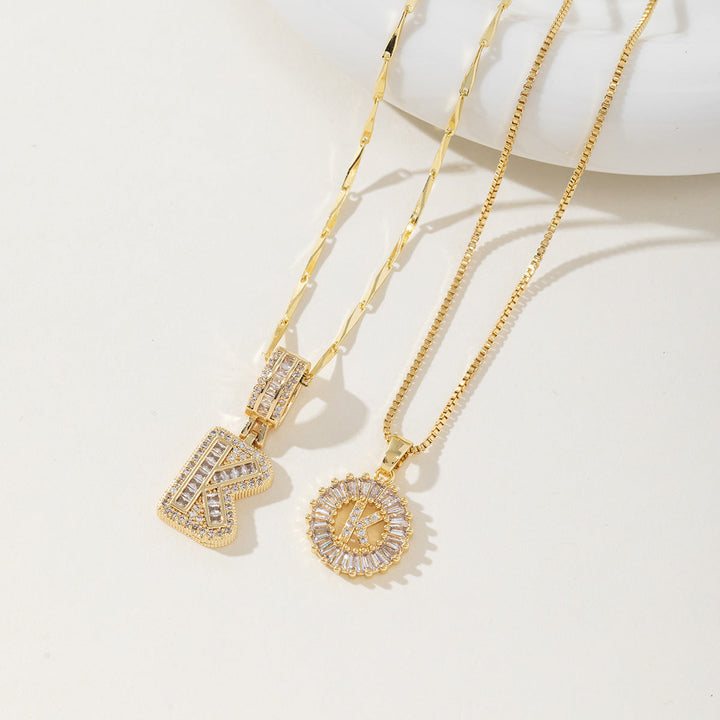 AISHA - Elegant 2-Pack Initial Pendant Necklaces