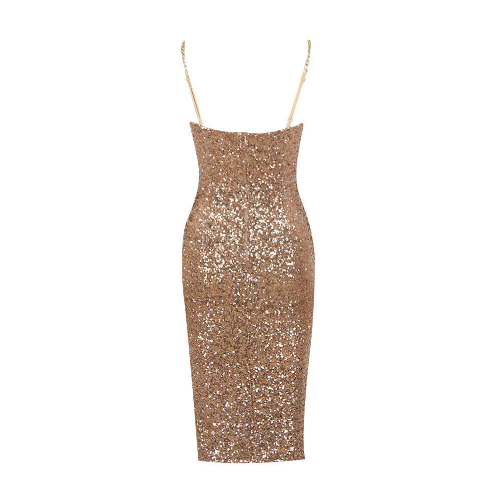 Luna | Shimmering Midi Dress with Zipper
