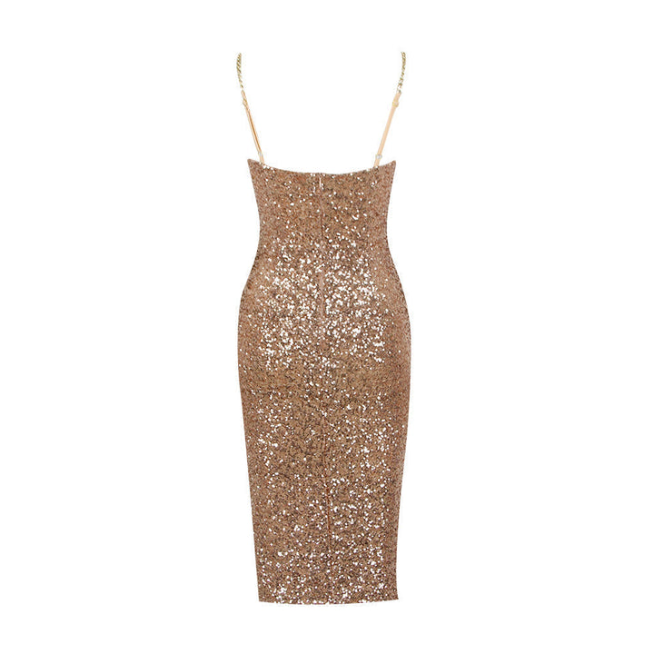 Luna | Shimmering Midi Dress with Zipper