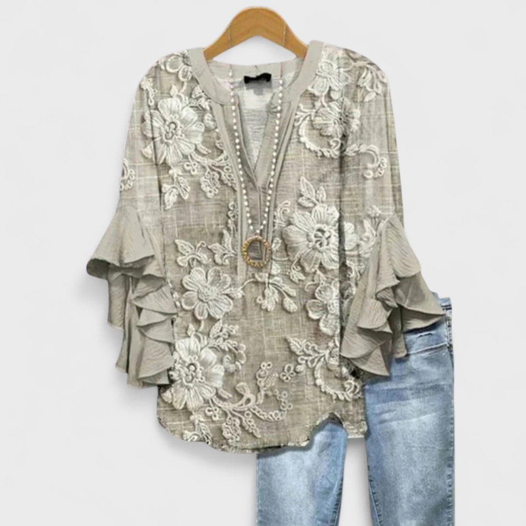 Women’s Blouse | V-Neck Ruffle Sleeve
