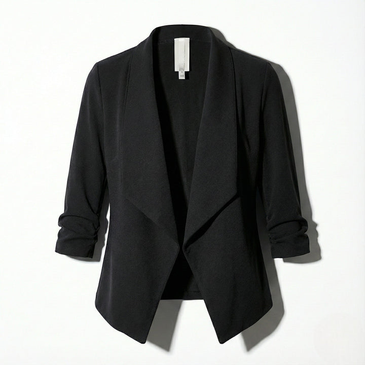 Open Front Blazer with Draped Lapel