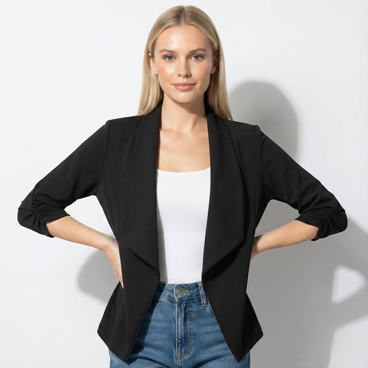 Open Front Blazer with Draped Lapel