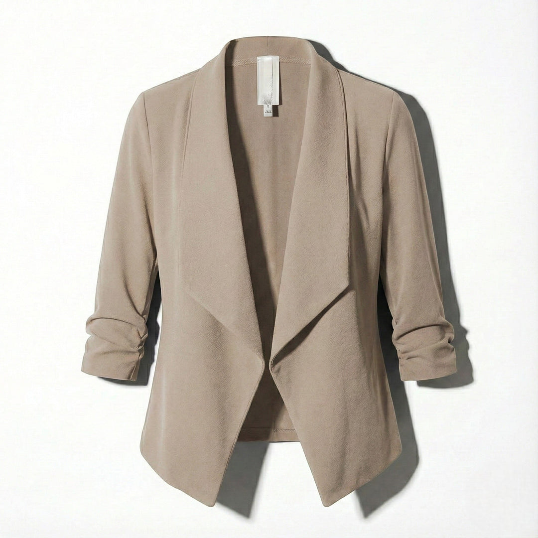 Open Front Blazer with Draped Lapel