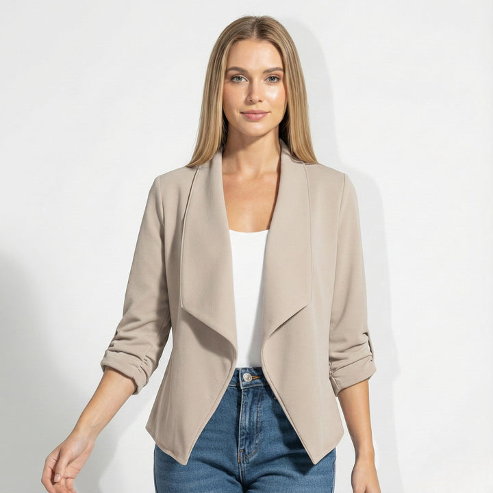 Open Front Blazer with Draped Lapel
