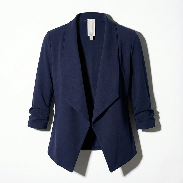 Open Front Blazer with Draped Lapel