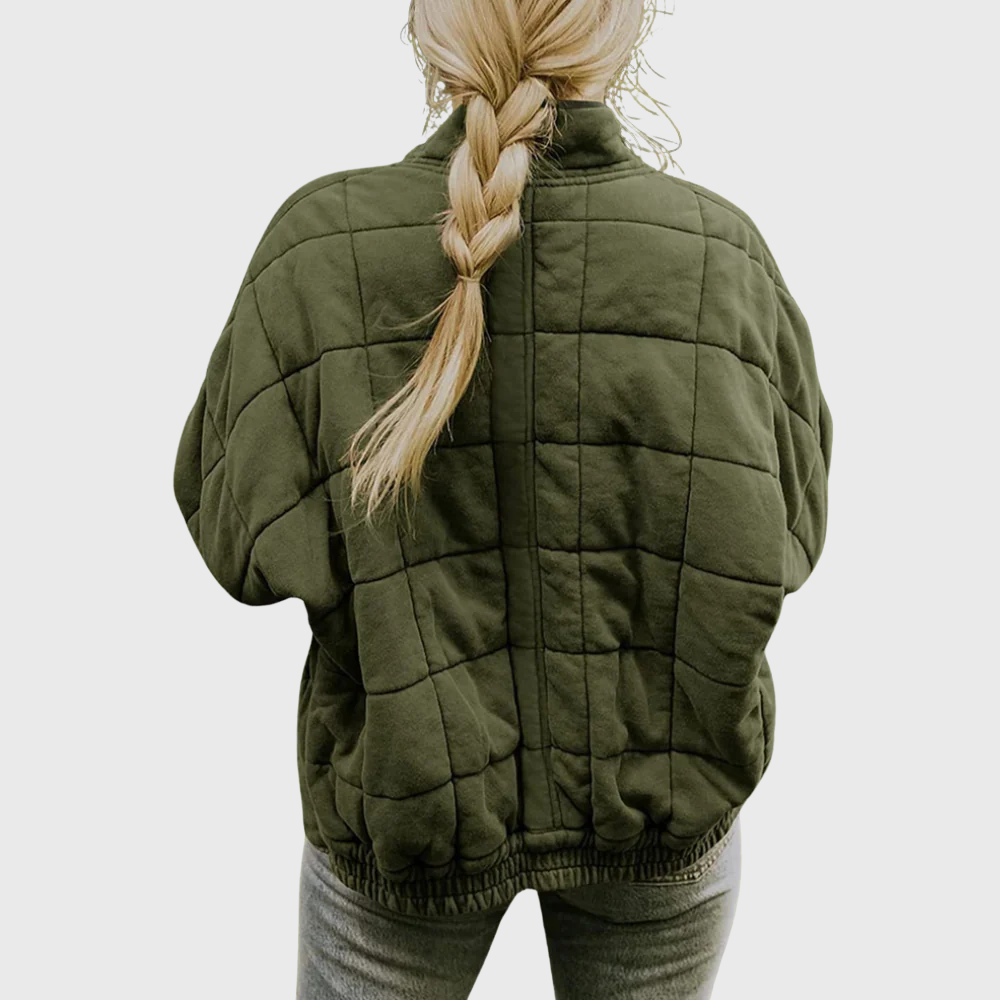 Oversized Quilted Jacket with Zip-Front Closure