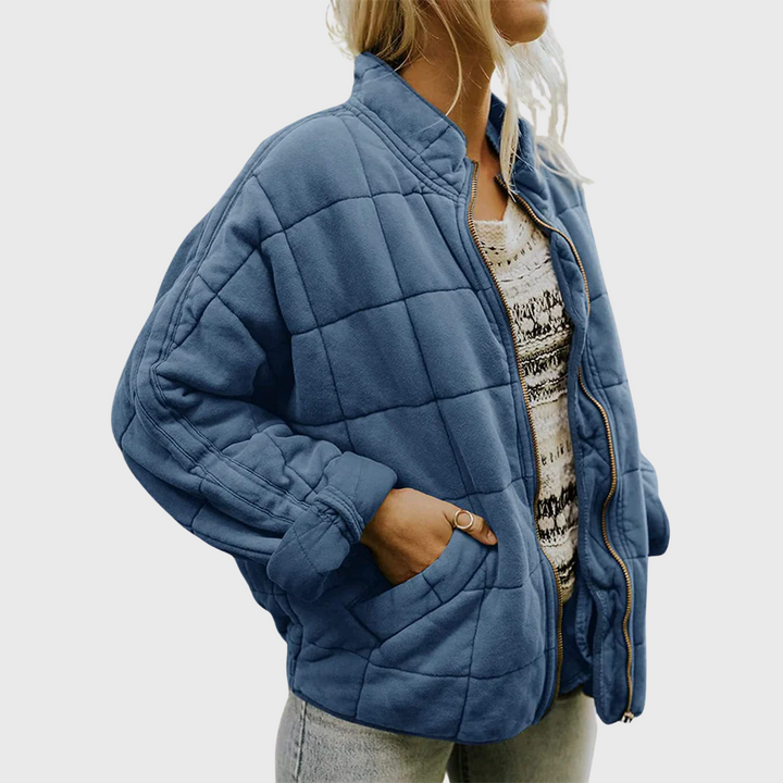 Oversized Quilted Jacket with Zip-Front Closure