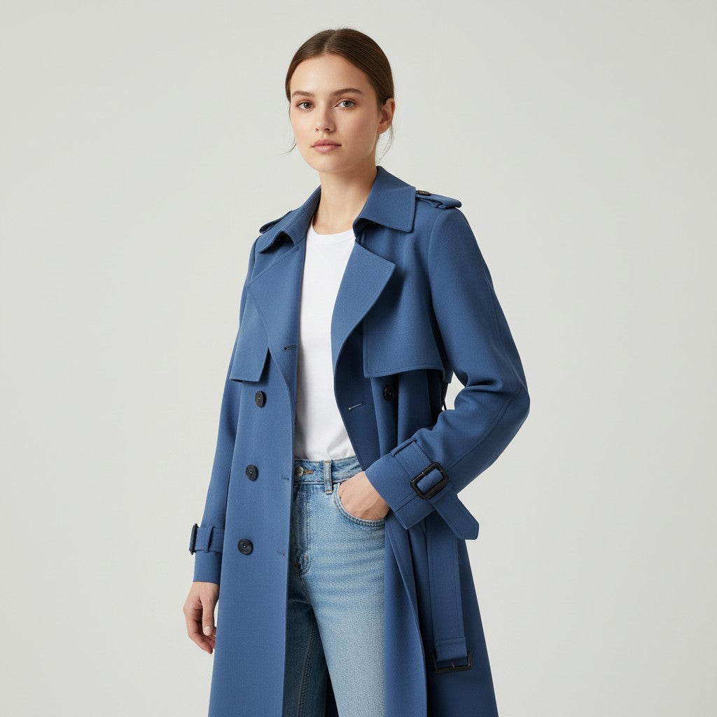 Trench Coat Women - Belted Cotton Trench Coat