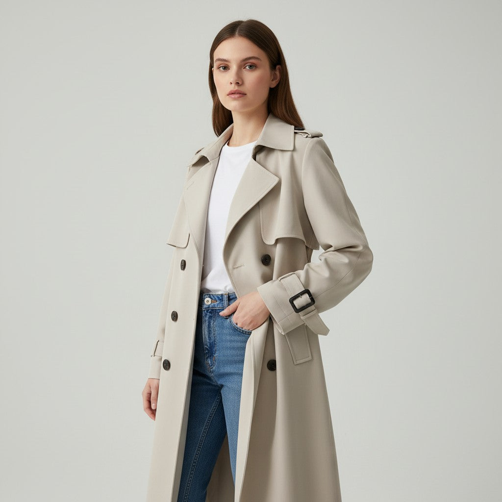 Trench Coat Women - Belted Cotton Trench Coat