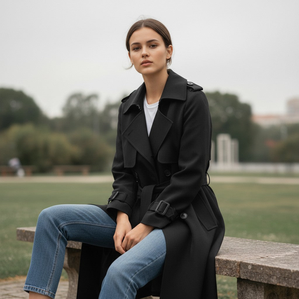 Trench Coat Women - Belted Cotton Trench Coat