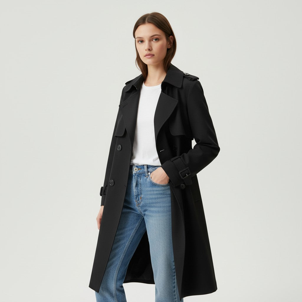 Trench Coat Women - Belted Cotton Trench Coat