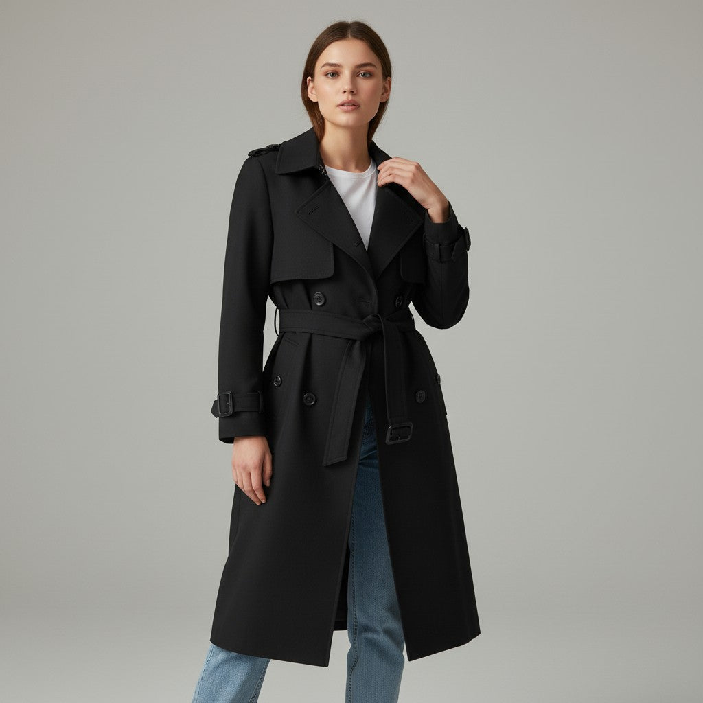 Trench Coat Women - Belted Cotton Trench Coat