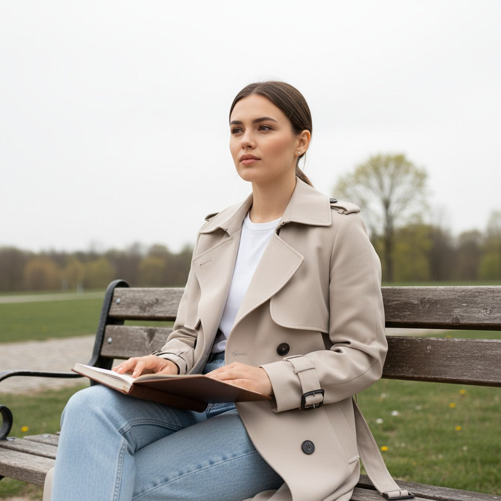Trench Coat Women - Belted Cotton Trench Coat