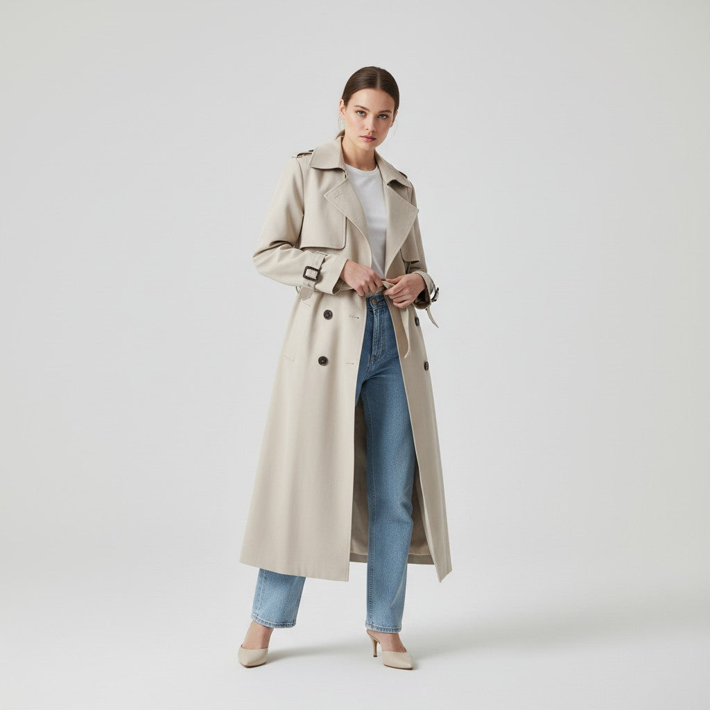 Trench Coat Women - Belted Cotton Trench Coat