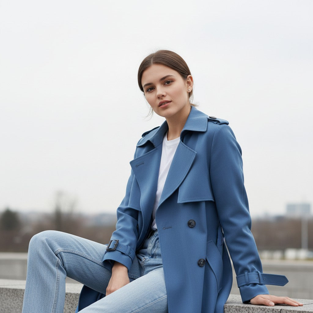 Trench Coat Women - Belted Cotton Trench Coat