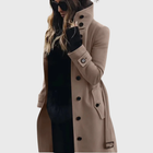Women’s Coat | Button Front High Stand Collar