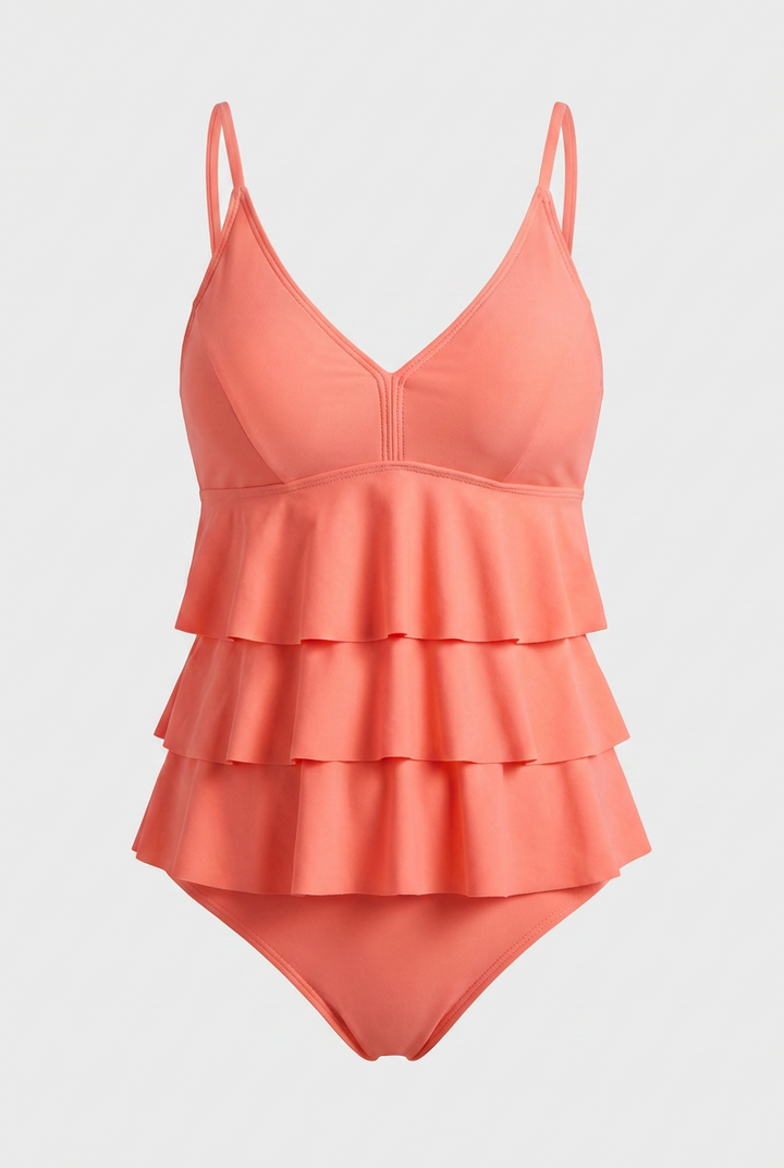 Pink Ruffle Bikini Set - Elegant Two Piece Swimsuit