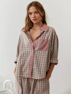 Plaid Pajama Set with Contrast Stripe Detail