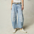 Relaxed Barrel Leg Jeans with Curved Silhouette and Mid Rise