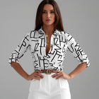 Relaxed Printed Shirt with Classic Collar and Roll Up Sleeves