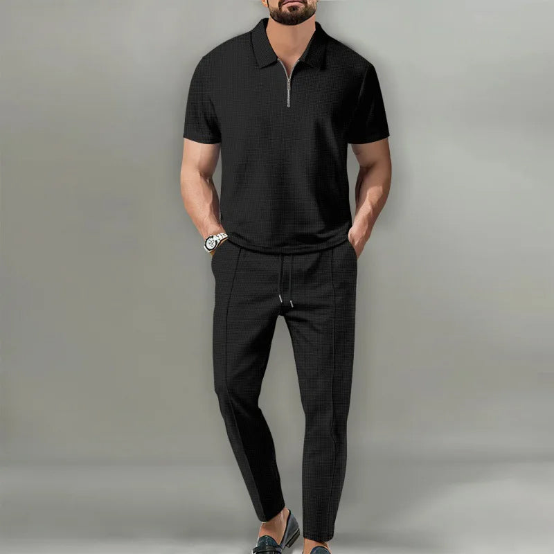 Men’s Two-Piece Set | Zip Polo And Trousers