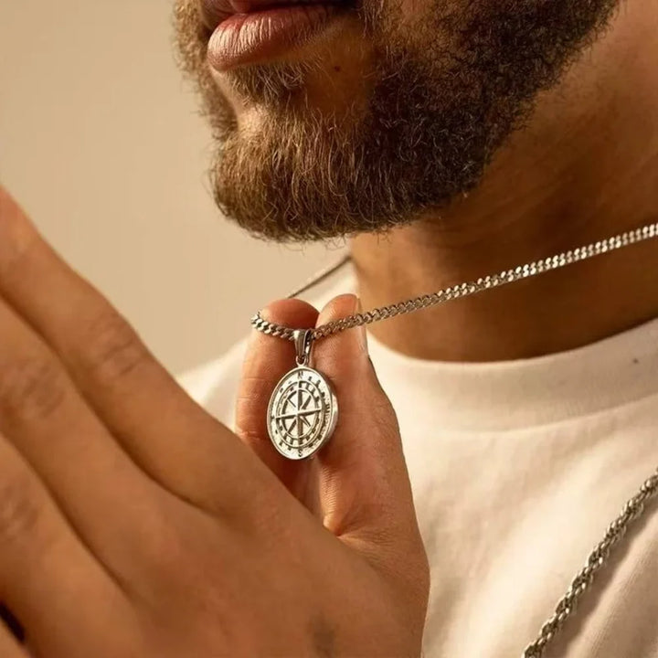 Steel Compass Necklace