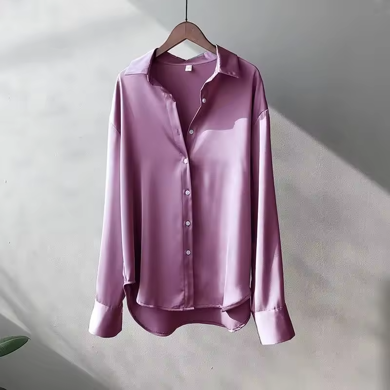 Dorothy - Satin Oversized Long Sleeve Button-Down Shirt