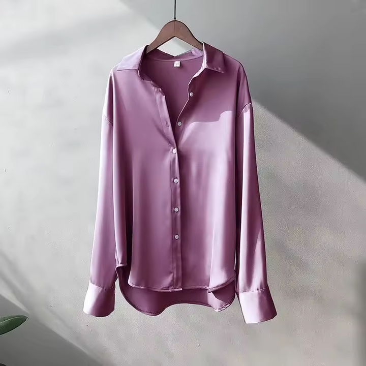 Dorothy - Satin Oversized Long Sleeve Button-Down Shirt
