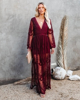 Lace | Long Lace Dress with Split