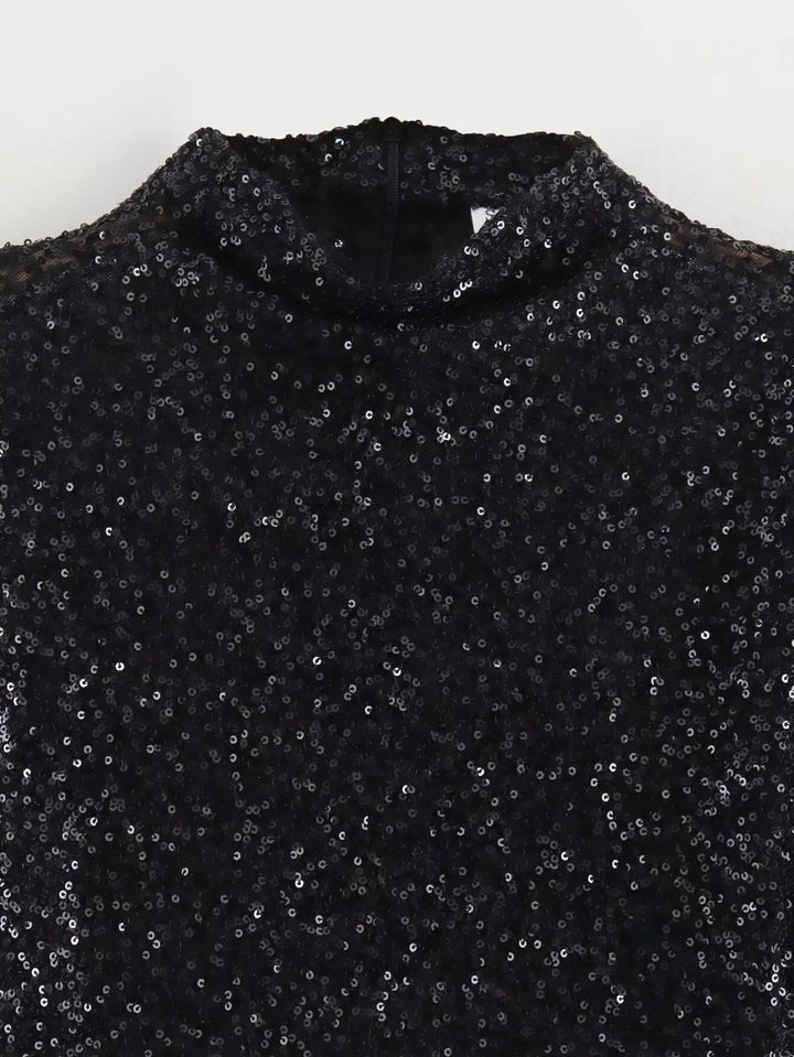 Shimmer Mini Dress with Padded Shoulders Unisex