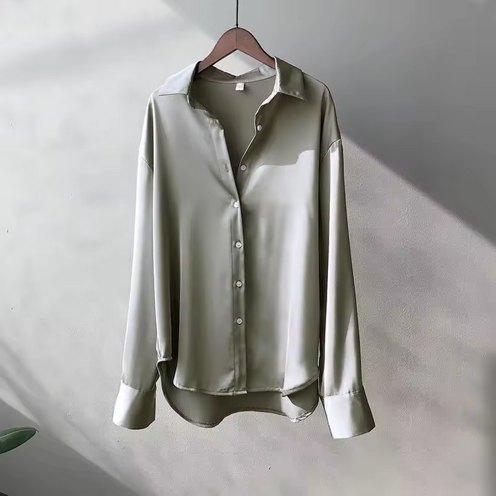 Dorothy - Satin Oversized Long Sleeve Button-Down Shirt
