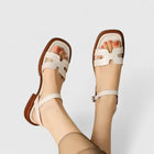 Deliane - Women’s Leather Sandals – Elegant Comfort with Low Block Heel
