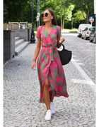 MALOU - Floral Print Short Sleeve Wrap Maxi Dress with Tie Waist
