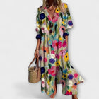 Abstract Floral Print Tiered Maxi Dress